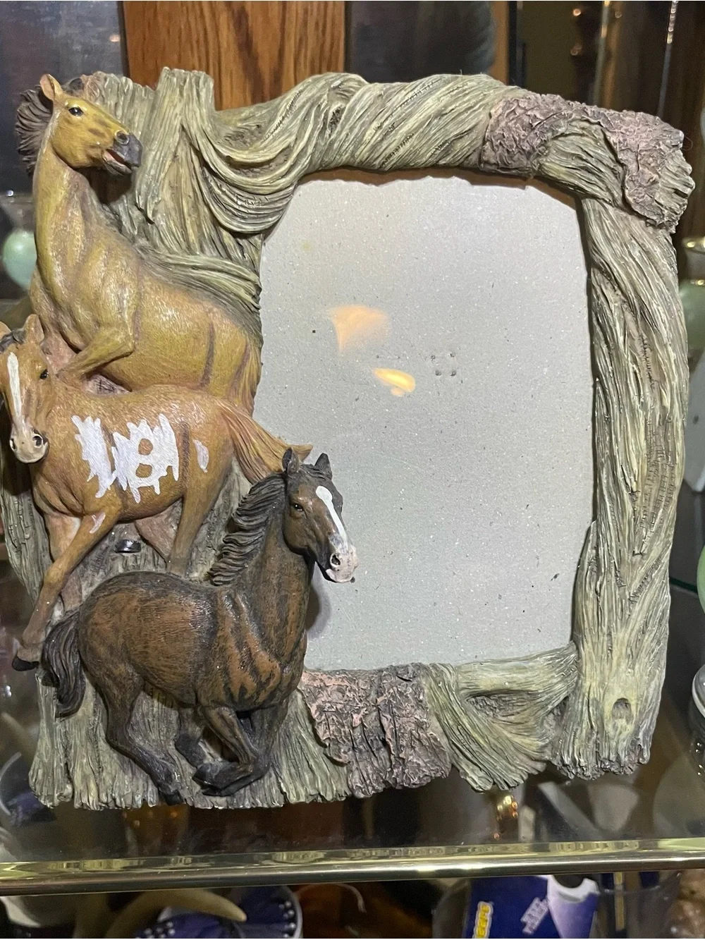 Rustic Horse Trio Photo Frame in Brown and Tan